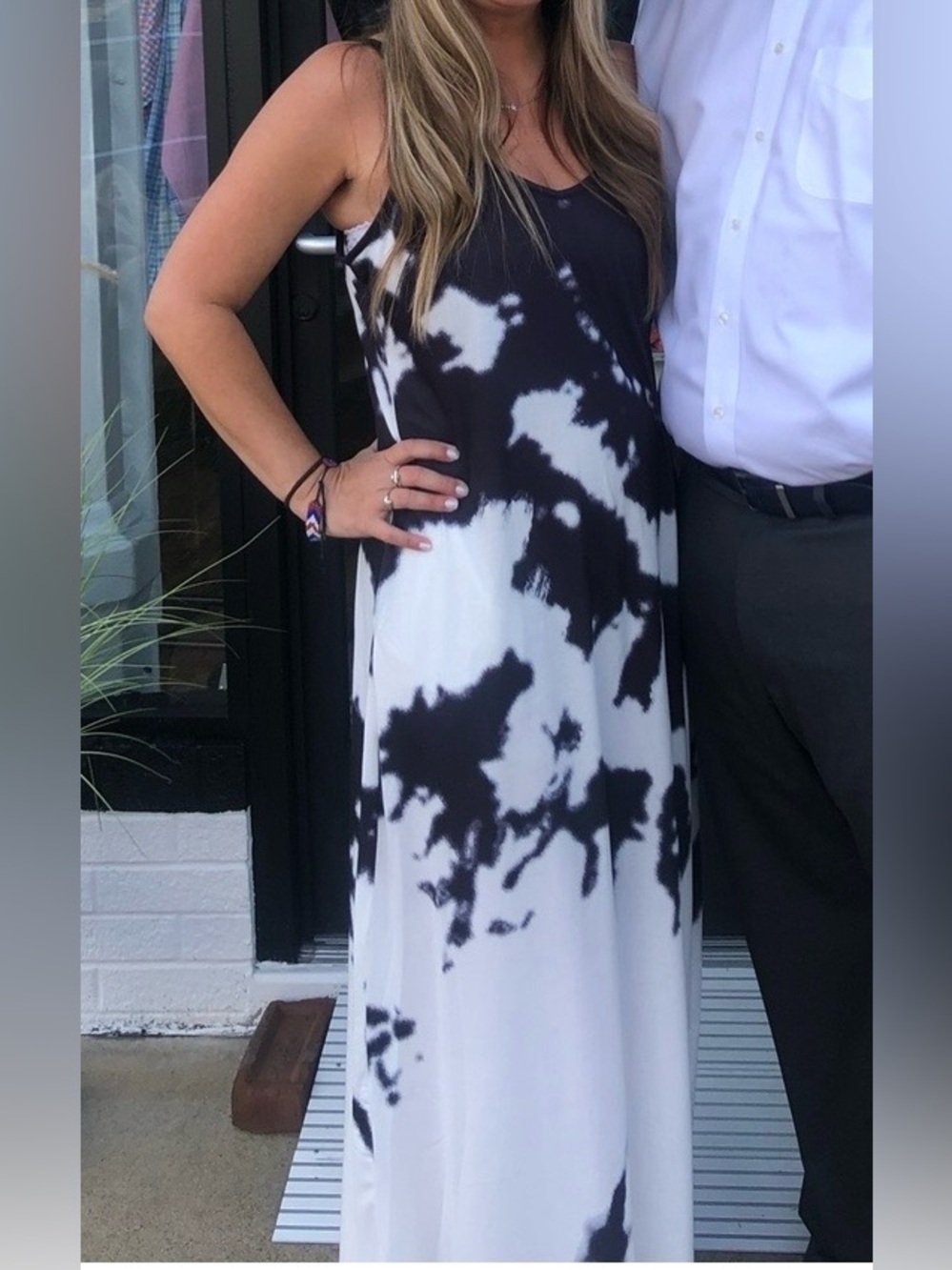Black & White Tie-Dye Maxi Dress - Sleeveless